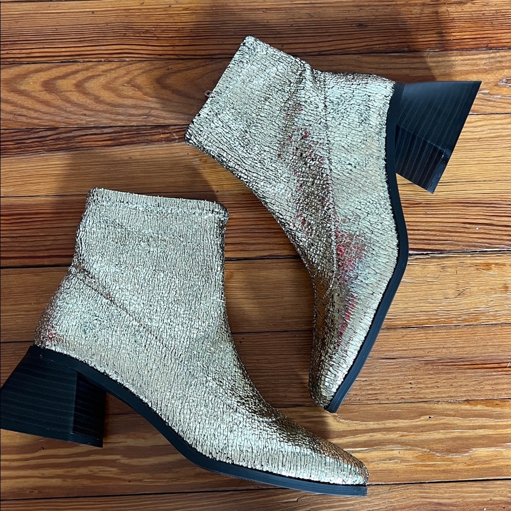 Katy Perry Collections The Lolette Stretch Ankle Boot - Gold Metallic Size 7 - Picture 4 of 11